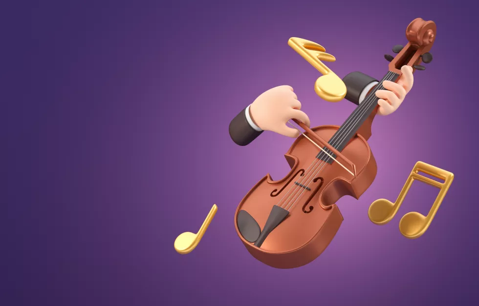 isolated-3d-violin-3d-illustration