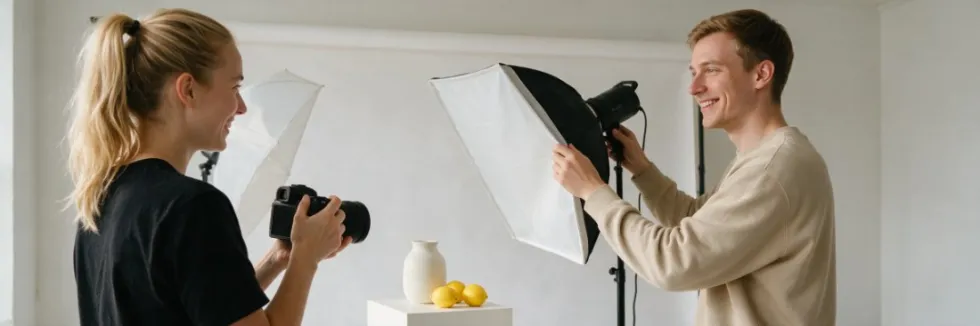 studentka-i-student-fotografuja-produkt-w-studiu