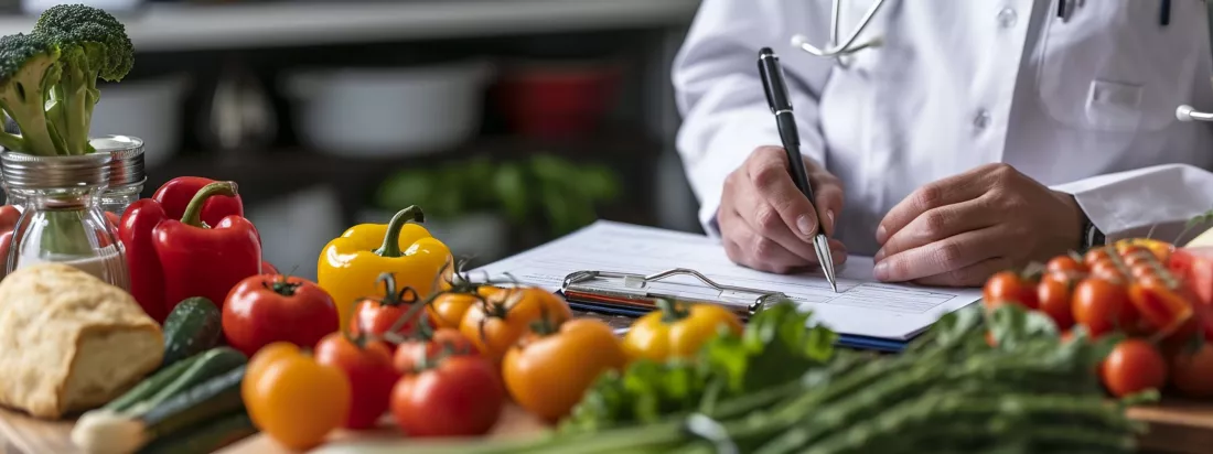 young-female-nutritionist-working-her-office-closeup-background-vegetables-fruits