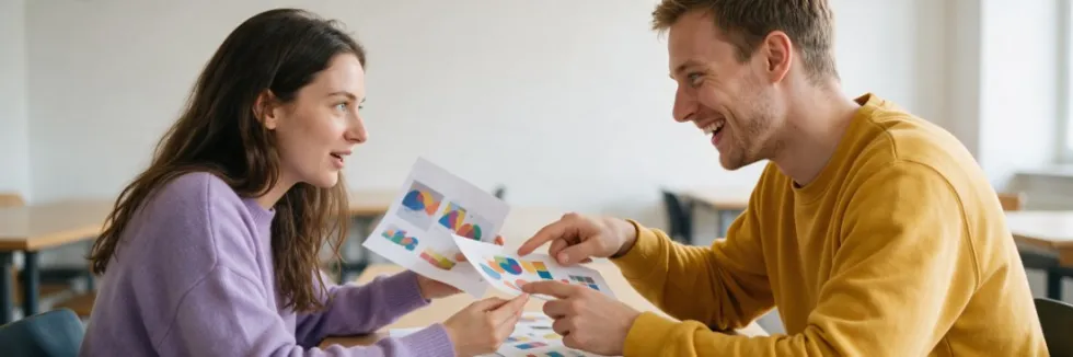 studentka-i-student-porownuja-projekty-reklam