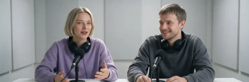 studentka-i-student-nagrywaja-podcast-w-studiu