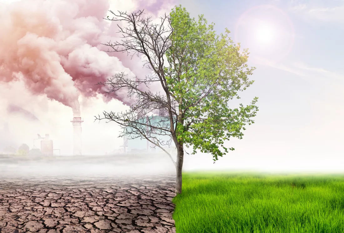 comparing-green-earth-effect-air-pollution-from-human-action-glbal-warming-concept-green-tree-green-earth-with-light-arid-land-with-air-pollusion-background