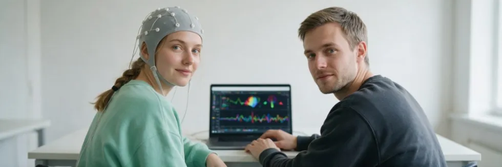studentka-w-czepku-eeg-i-student-przy-laptopie