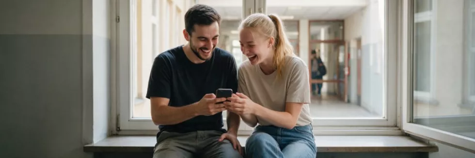 Jezyk-i-poznanie-w-komunikacji-cyfrowej-test-studenci-smieja-sie-nad-telefonem