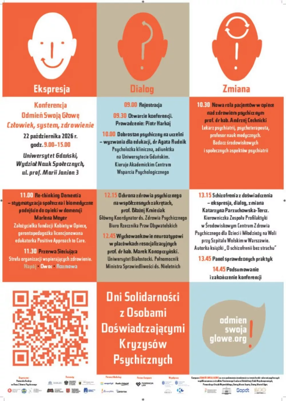 Plakat konferencji Odmien Swoja Glowe na Wydziale Nauk Spolecznych UG