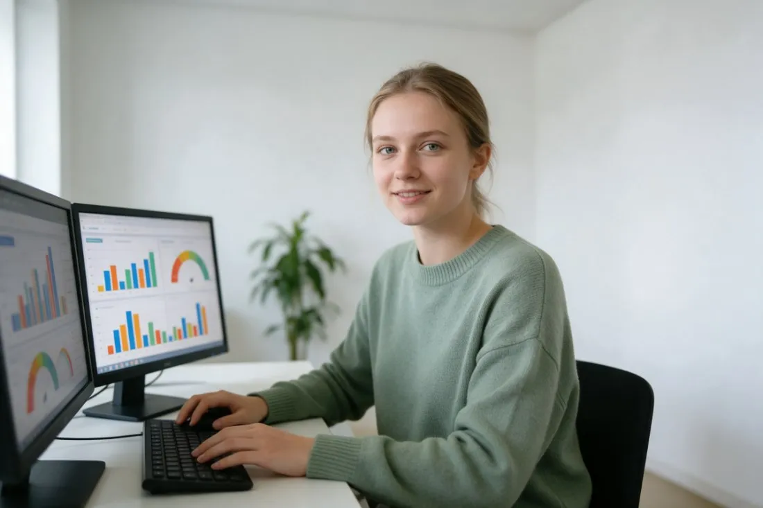 studentka-analizuje-panel-danych-biznesowych-na-monitorach