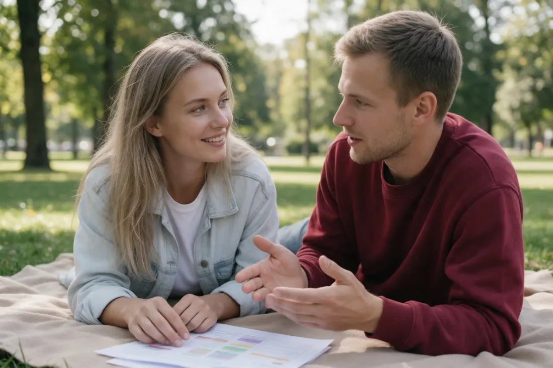 studentka-i-student-omawiaja-ankiete-w-parku