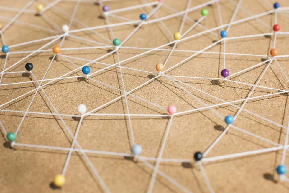 push-pins-connected-linear-network-background