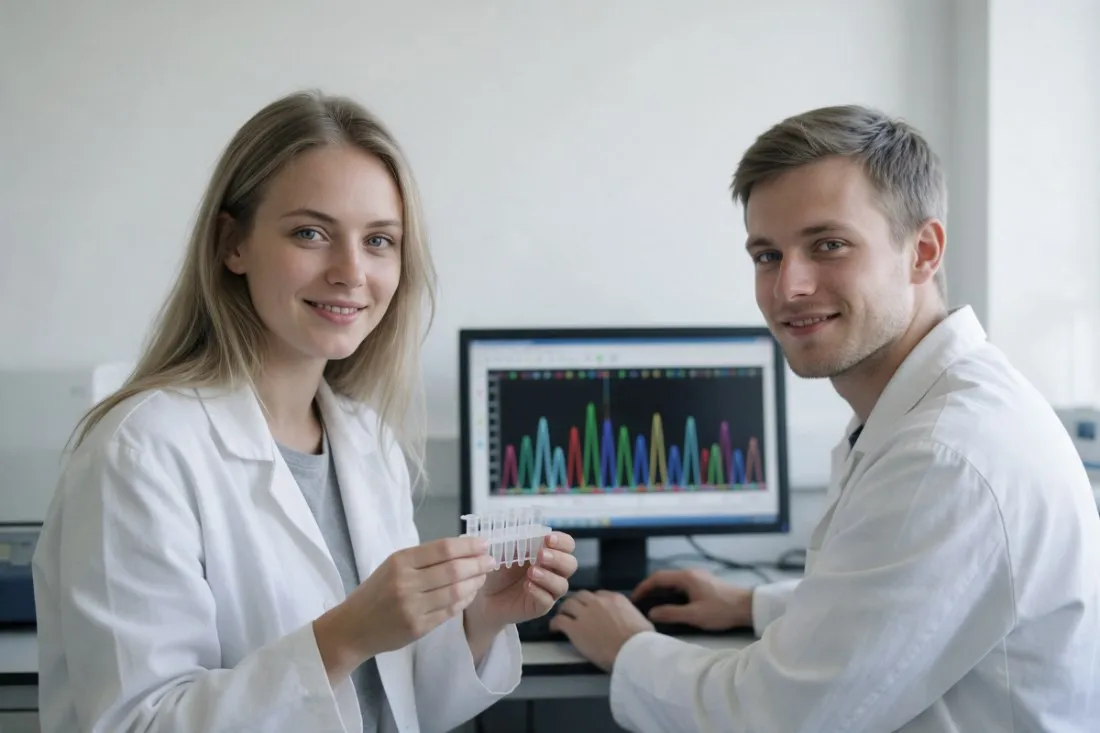 studenci-w-laboratorium-diagnostycznym-z-probkami-i-wynikami-dna