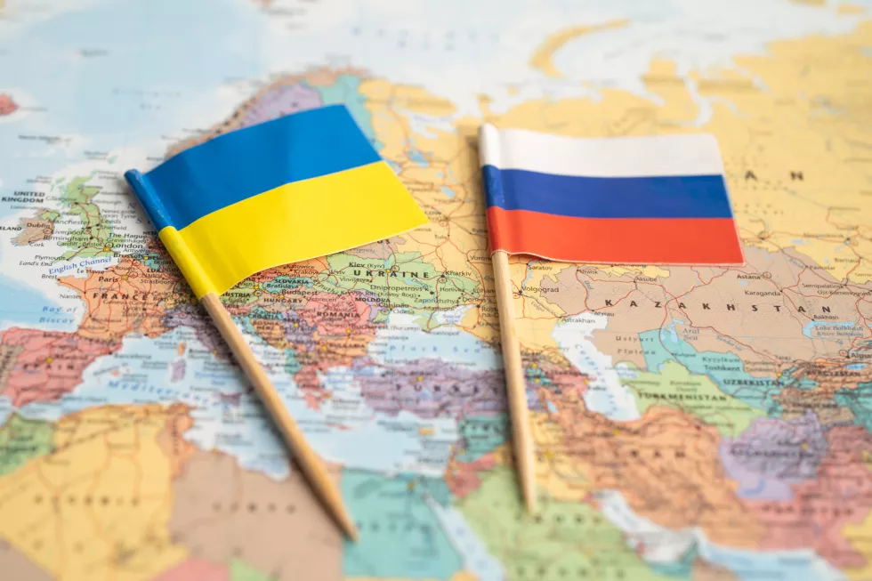 bangkok-thailand-february-1-2022-russia-ukraine-flag-world-map-background