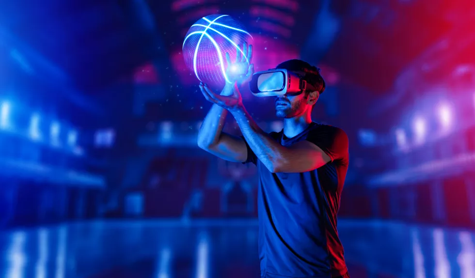 caucasian-sport-person-playing-basketball-neon-sport-stadium-deviation