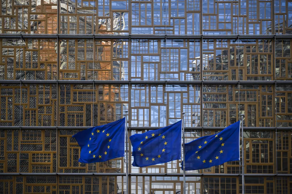 low-angle-view-european-flags-brussels