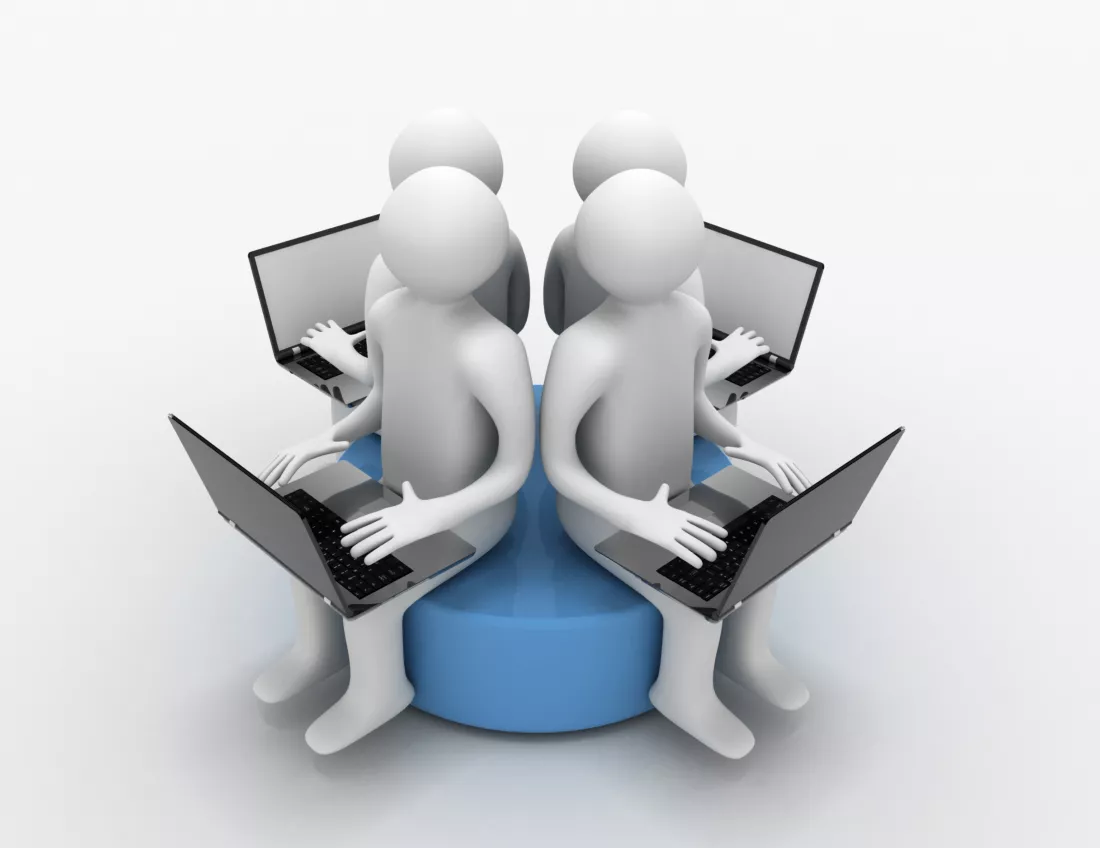 3d-man-with-laptop-sitting-blue-disk
