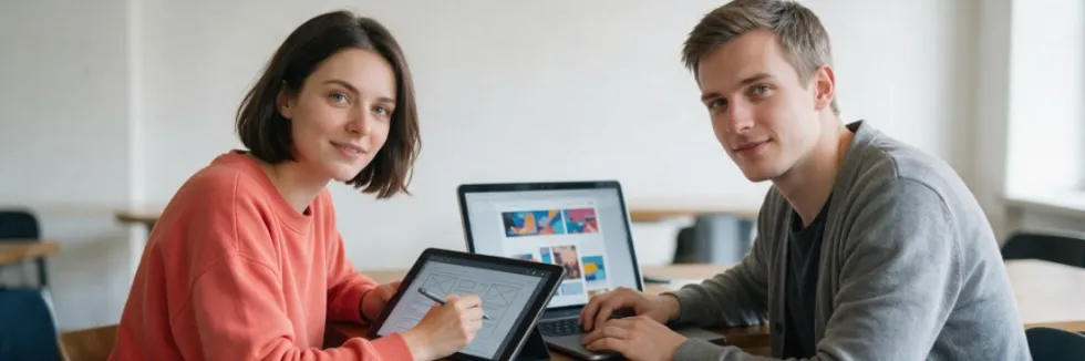 studentka-szkicuje-strone-www-na-tablecie-a-student-projektuje-na-laptopie