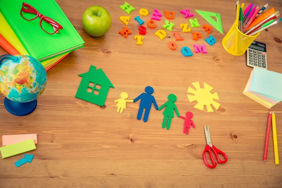 school-items-wooden-desk-class-education-concept-top-view