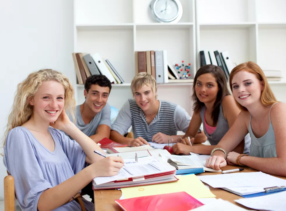 teenagers-doing-homework-library