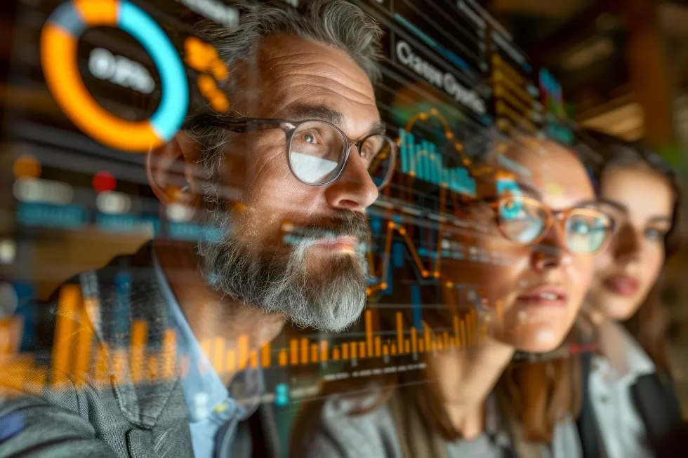 team-professionals-analyzing-futuristic-graphical-user-interface-screen-corporate-technology