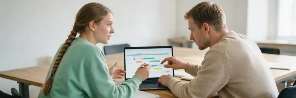 studentka-i-student-planuja-projekt-z-miastem-partnerskim