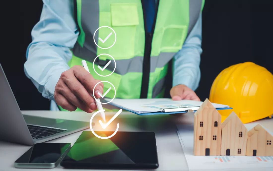 architect-engineer-checking-list-documents-approving-project-approved-buildings-permit-concept-with-approved-residential-building-project-construction-project-inspection