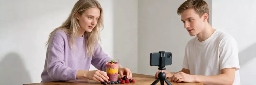 studenci-nagrywaja-film-produktowy-smartfonem-na-statywie