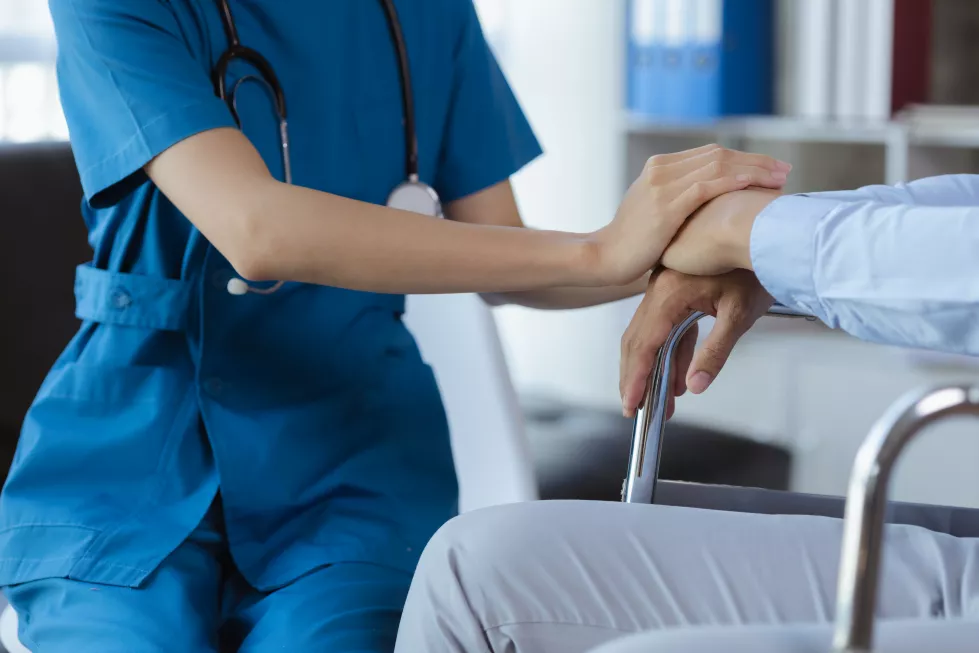 doctor-touches-arm-encourage-patient-hospital-examination-room-treating-disease-from-medical-professional-giving-treatment-spot-concepts-medical-treatment