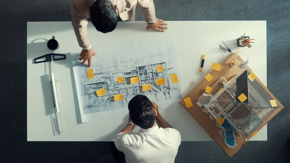 top-down-view-team-compare-blueprint-house-plan-alimentation