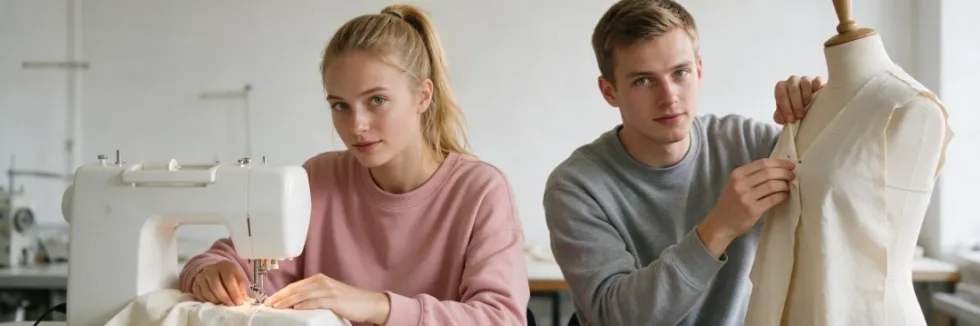 studentka-szyje-a-student-upina-tkanine-na-manekinie