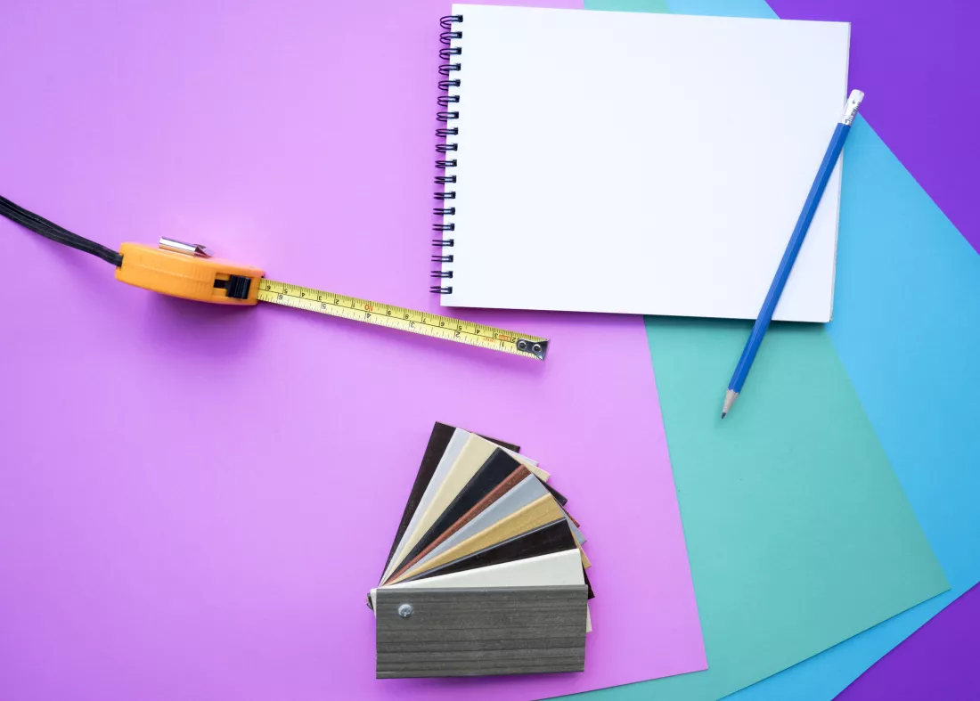 directly-shot-book-tape-measure-by-color-swatch-purple-background