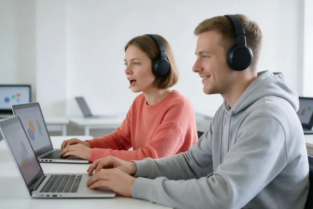 studenci-filologii-w-pracowni-jezykowej-ze-sluchawkami